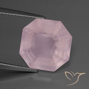 Cuarzo rosa Rosado rosa medio natural de 9.93 ct, Corte Octágono / Esmeralda, Transparente