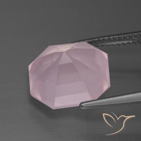 Cuarzo rosa Rosado rosa medio natural de 9.93 ct, Corte Octágono / Esmeralda, Transparente