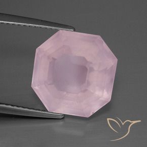Cuarzo rosa Rosado rosa medio natural de 8.20 ct, Corte Octágono / Esmeralda, Transparente