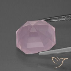 Cuarzo rosa Rosado rosa medio natural de 8.20 ct, Corte Octágono / Esmeralda, Transparente