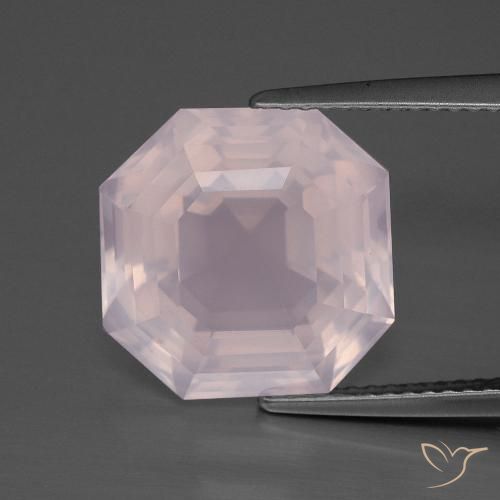 9.02ct Natural Rosado claro Cuarzo rosa, corte esmeralda, Transparente