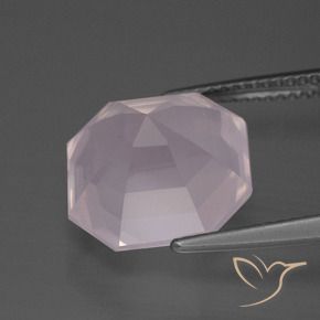 Cuarzo rosa Rosado claro natural de 9.02 ct, Corte Octágono / Esmeralda, Transparente
