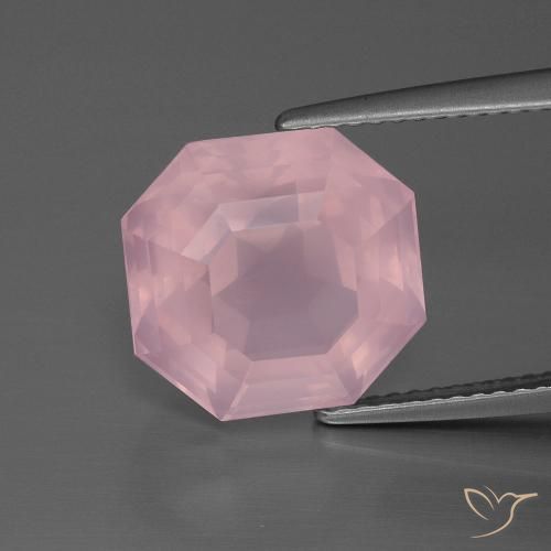 7.55ct Natural Rosa rosado Cuarzo rosa, corte esmeralda, Transparente