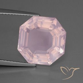 Cuarzo rosa Rosado claro natural de 8.43 ct, Corte Octágono / Esmeralda, Transparente