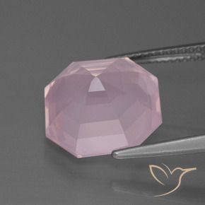 Cuarzo rosa Rosado claro natural de 8.43 ct, Corte Octágono / Esmeralda, Transparente
