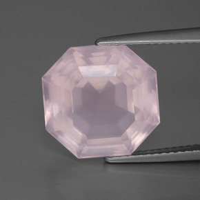 Cuarzo rosa rosa natural de 8,79 ct, corte esmeralda, transparente