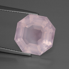 Cuarzo rosa rosa natural de 8,79 ct, corte esmeralda, transparente