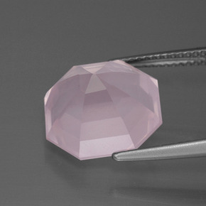 Cuarzo rosa rosa natural de 8,79 ct, corte esmeralda, transparente