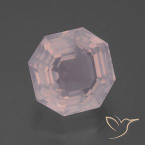 Cuarzo rosa Rosado claro natural de 7.28 ct, Corte Octágono / Esmeralda, Transparente