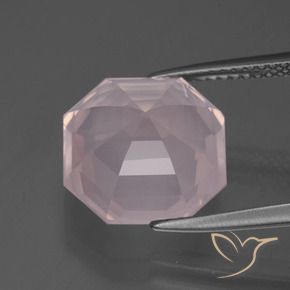 Cuarzo rosa Rosado claro natural de 7.28 ct, Corte Octágono / Esmeralda, Transparente