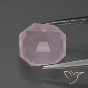Cuarzo rosa Rosado claro natural de 7.14 ct, Corte Octágono / Esmeralda, Transparente