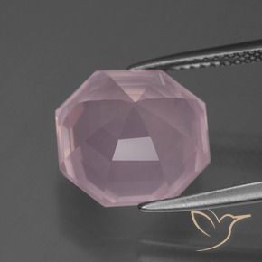 Cuarzo rosa Rosa rosado natural de 7.64 ct, Corte Octágono / Esmeralda, Transparente