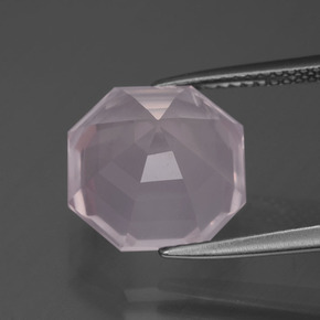 Cuarzo rosa rosa natural de 7,42 ct, corte esmeralda, transparente
