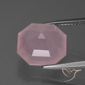 Cuarzo rosa Rosado claro natural de 7.99 ct, Corte Octágono / Esmeralda, Transparente