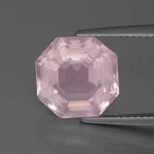 Cuarzo rosa rosa natural de 4,67 ct, corte esmeralda, transparente