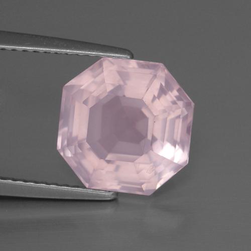 Cuarzo rosa rosa natural de 4,67 ct, corte esmeralda, transparente