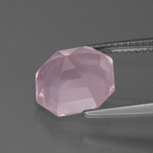 Cuarzo rosa rosa natural de 4,67 ct, corte esmeralda, transparente