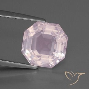 Cuarzo rosa Rosado claro natural de 4.25 ct, Corte Octágono / Esmeralda, Transparente