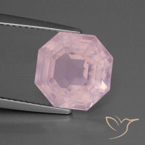 Cuarzo rosa Rosado claro natural de 4.88 ct, Corte Octágono / Esmeralda, Transparente