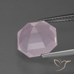 Cuarzo rosa Rosado claro natural de 4.69 ct, Corte Octágono / Esmeralda, Transparente