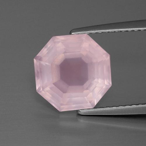 Cuarzo Rosa Rosado claro natural de 4.26 ct, corte esmeralda, Transparente