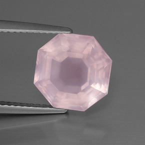 Cuarzo Rosa Rosado claro natural de 4.26 ct, corte esmeralda, Transparente