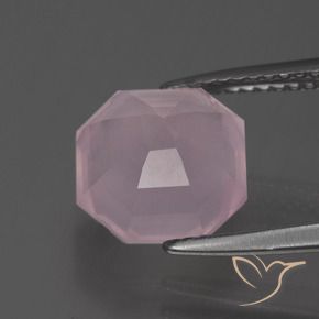 Cuarzo rosa Rosado medio natural de 3.88 ct, Corte Octágono / Esmeralda, Transparente