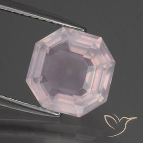 Cuarzo rosa Rosado rosa muy claro natural de 3.45 ct, Corte Octágono / Esmeralda, Transparente