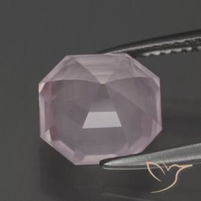 Cuarzo rosa Rosado claro natural de 3.29 ct, Corte Octágono / Esmeralda, Transparente