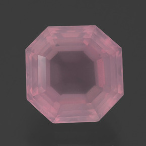 Cuarzo Rosa Rosa oscuro natural de 5.39 ct, corte esmeralda, Transparente