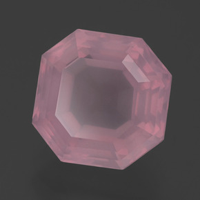 Cuarzo Rosa Rosa oscuro natural de 5.39 ct, corte esmeralda, Transparente