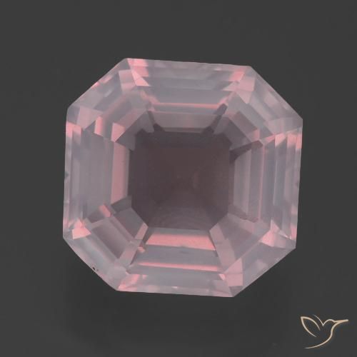 Cuarzo rosa rosa natural de 5,75 ct, corte esmeralda, transparente