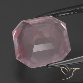 Cuarzo rosa rosa natural de 5,75 ct, corte esmeralda, transparente