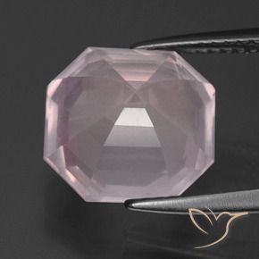 Cuarzo rosa Rosado claro natural de 5.92 ct, Corte Octágono / Esmeralda, Transparente
