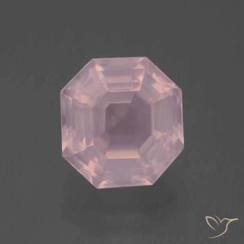 Cuarzo rosa rosa natural de 6,36 ct, corte esmeralda, transparente