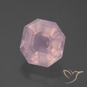 Cuarzo rosa rosa natural de 6,36 ct, corte esmeralda, transparente