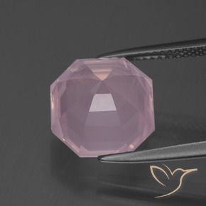 Cuarzo rosa rosa natural de 6,36 ct, corte esmeralda, transparente