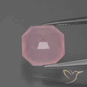 Cuarzo rosa Rosado vívido natural de 6.23 ct, Corte Octágono / Esmeralda, Transparente