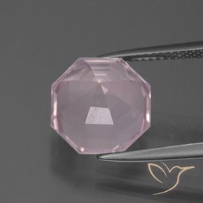 Cuarzo rosa Rosado claro natural de 5.71 ct, Corte Octágono / Esmeralda, Transparente