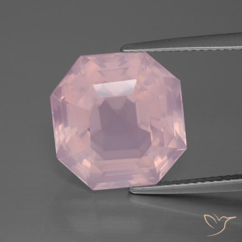 11.61ct Natural Rosado rosa medio Cuarzo rosa, corte esmeralda, Transparente