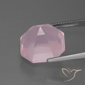 Cuarzo rosa Rosado rosa medio natural de 11.61 ct, Corte Octágono / Esmeralda, Transparente