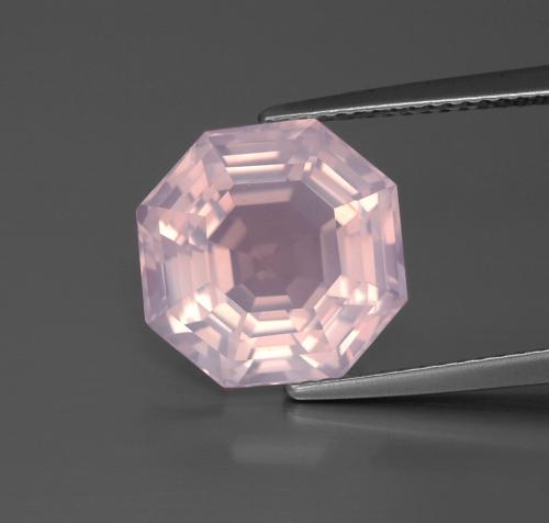 Cuarzo rosa rosa claro natural de 6,77 ct, corte esmeralda, transparente