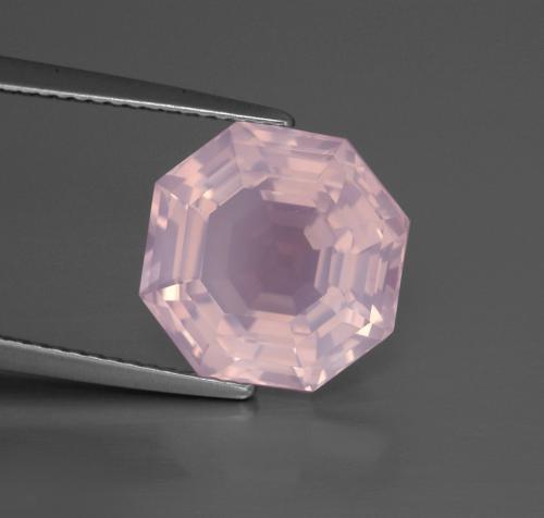 Cuarzo rosa rosa claro natural de 6,77 ct, corte esmeralda, transparente