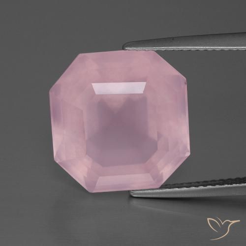 12.51ct Natural Rosado rosa medio Cuarzo rosa, corte esmeralda, Transparente