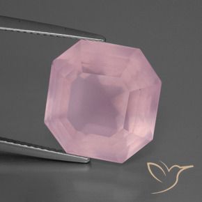 Cuarzo rosa Rosado rosa medio natural de 12.51 ct, Corte Octágono / Esmeralda, Transparente