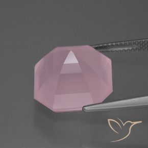 Cuarzo rosa Rosado rosa medio natural de 13.20 ct, Corte Octágono / Esmeralda, Transparente