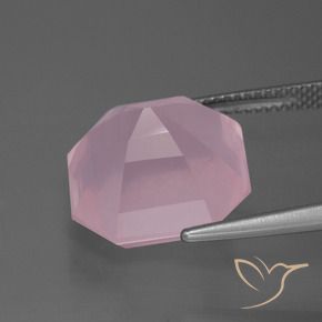 Cuarzo rosa Rosado rosa medio natural de 12.82 ct, Corte Octágono / Esmeralda, Transparente