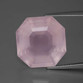 Cuarzo rosa rosa natural de 18,48 ct, corte esmeralda, transparente