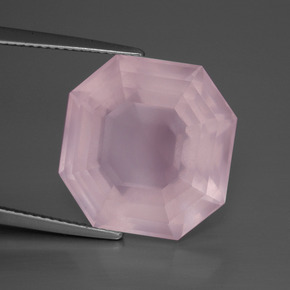 Cuarzo rosa rosa natural de 18,48 ct, corte esmeralda, transparente