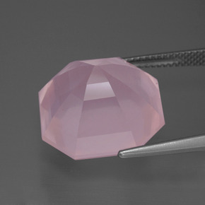 Cuarzo rosa rosa natural de 18,48 ct, corte esmeralda, transparente